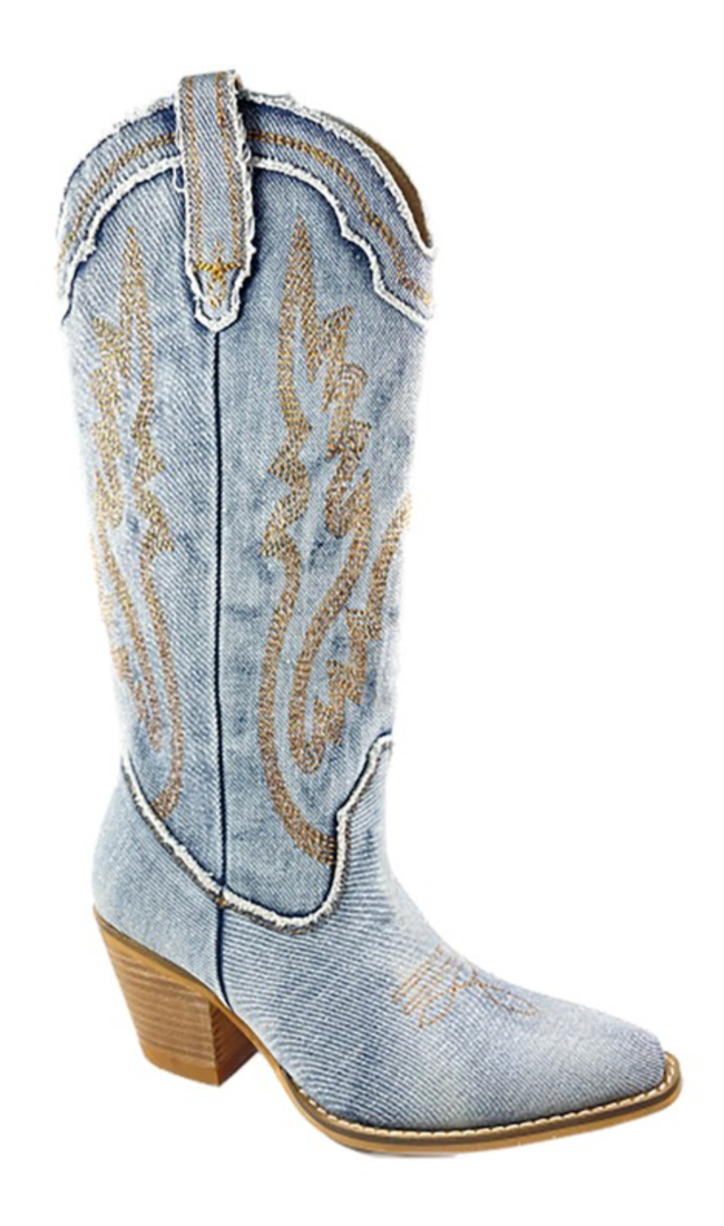 Denim calf western boot