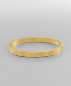 Stainless steel clover embossed cuff