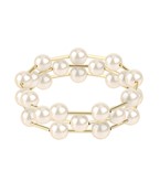 Pearl space gold bar set of 3 bracelets