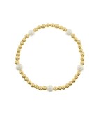 Stainless steel gold blasted stretch with 5 pearls