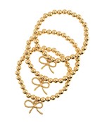 3 metal ball beaded with bows bracelet set