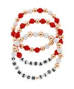 three row beaded Alabama lettered bracelet set