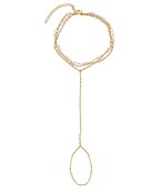 Triple layered hand chain with pearls