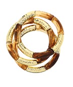 Tortoise and gold stretch 3 set bugle bracelets