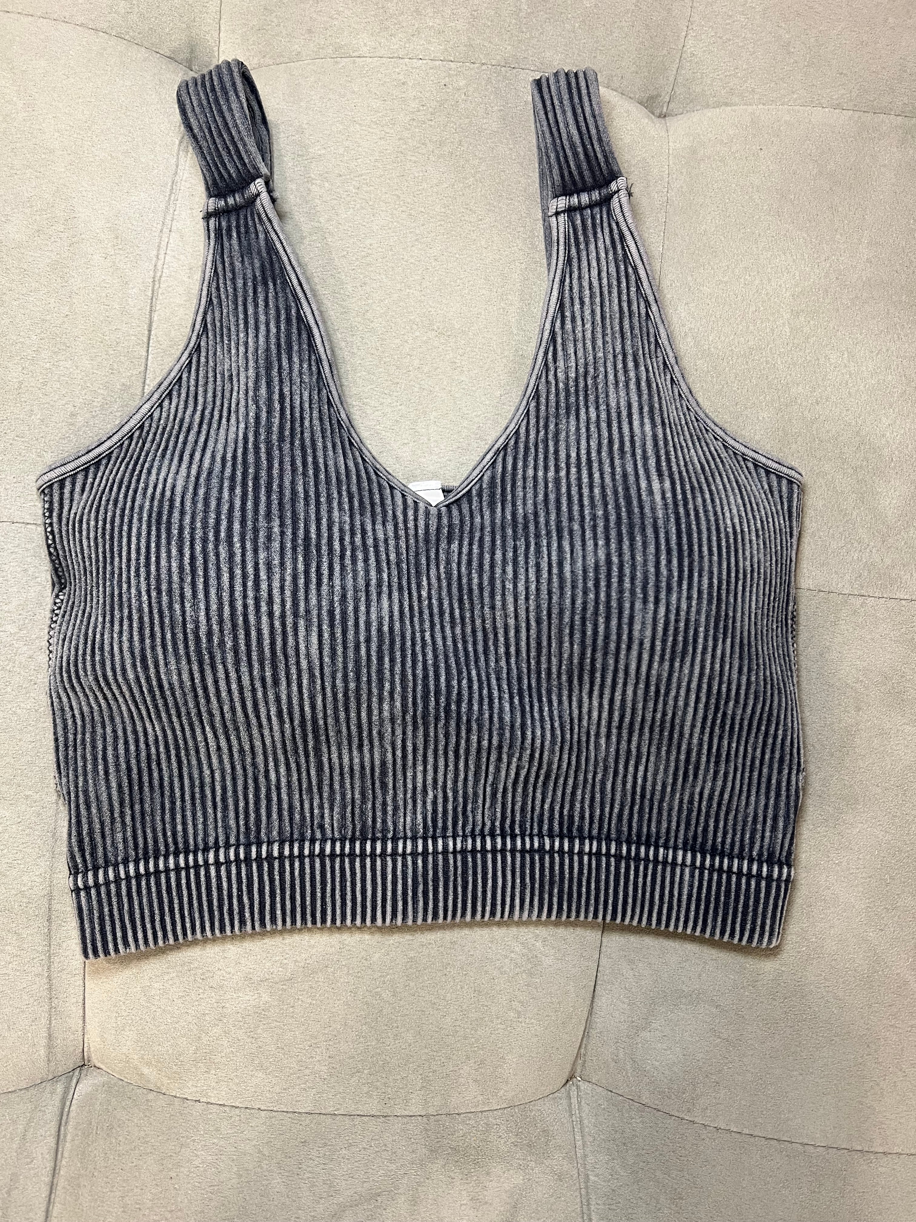 Padded ribbed tank bra