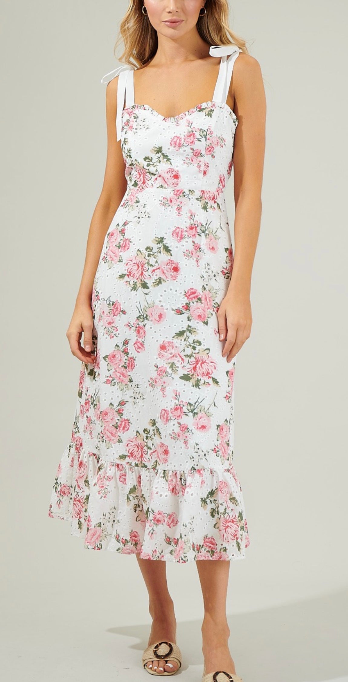 Floral Garden lace eyelet midi dress