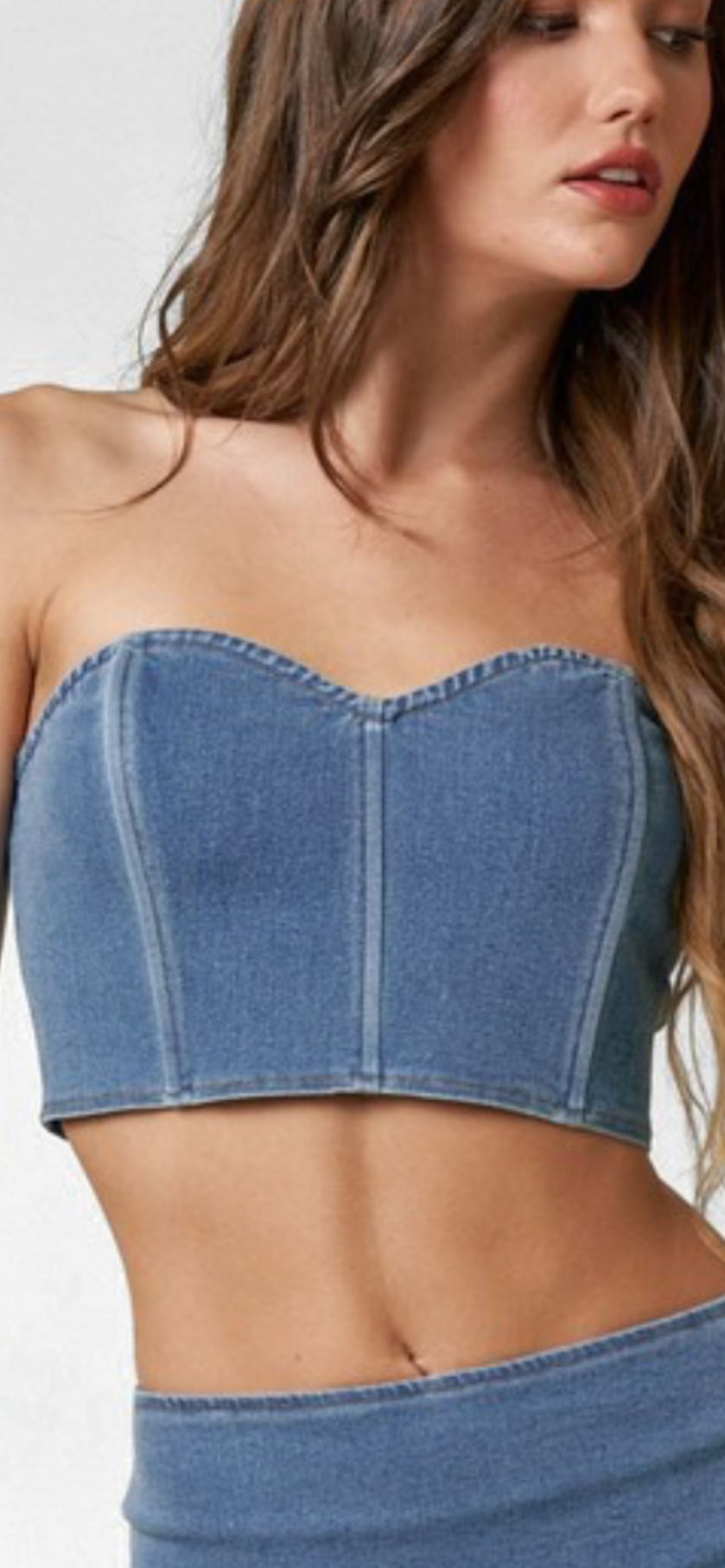 Denim Corset Cropped Tube Top