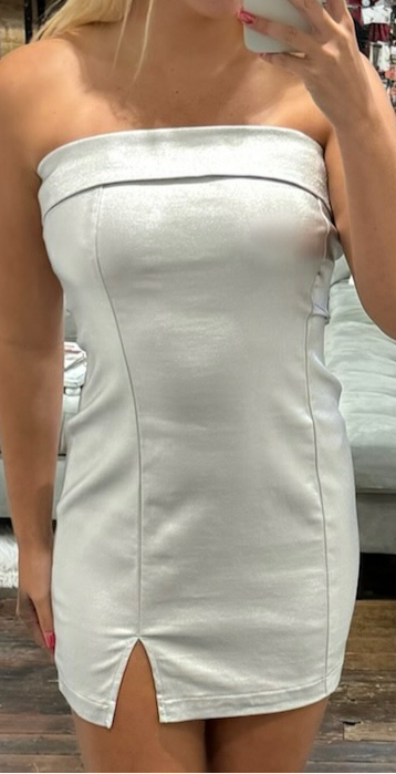 Strapless Cuffed Shiny Space Dress