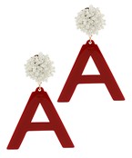 Acrylic A with clustered bead top earrings