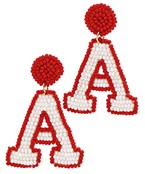 Beaded and outlined A earrings