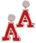 Beaded and outlined A earrings