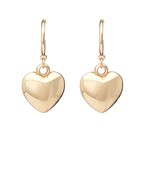Shiny gold heart fishhook earrings