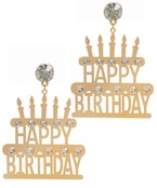 “Happy Birthday” paved cake earrings