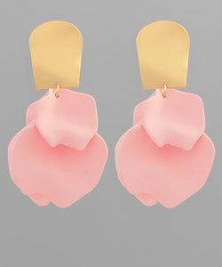 Color coated epoxy 4 petal dangle earrings