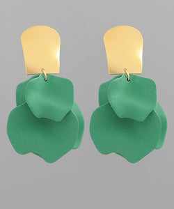 Color coated epoxy 4 petal dangle earrings