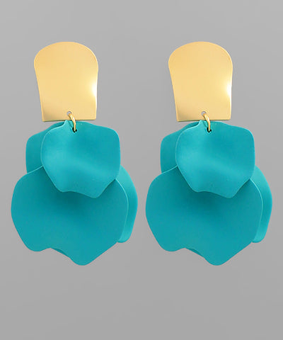 Color coated epoxy 4 petal dangle earrings