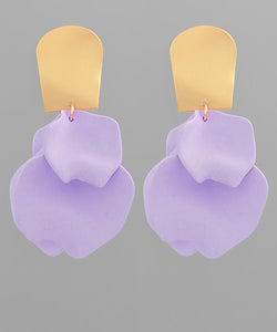 Color coated epoxy 4 petal dangle earrings