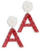Glitter cut out Crimson A earrings
