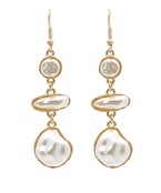 3 gold cased abstract pearl dangle