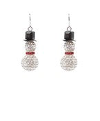 Bedazzled snowman with hat drop earrings