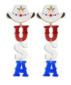 acrylic cowboy hat and USA earring