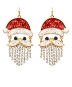 dangle Santa Clause earrings with diamond beard