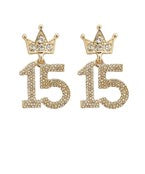 Birthday Age with crown rhinestone earrings