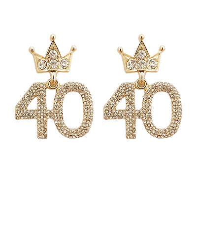 Birthday Age with crown rhinestone earrings