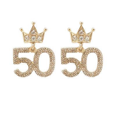 Birthday Age with crown rhinestone earrings