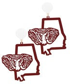 Metal State of AL with elephant cut out earring