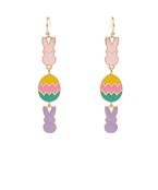 Metal peep bunnies dangle earrings