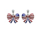 Small metal flag bow earrings