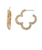 Clover shape rhinestone open hoops