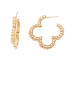 Clover shape pearl hoops