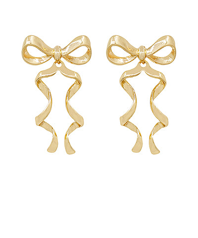 Bow with wavy ribbons earrings