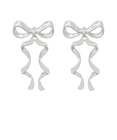 Bow with wavy ribbons earrings