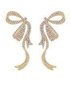 Half bow crystal accent earrings