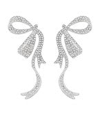 Half bow crystal accent earrings