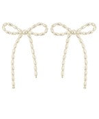 Rice pearl bigger bow earrings