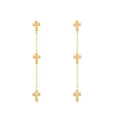 3 cross linear drop earrings