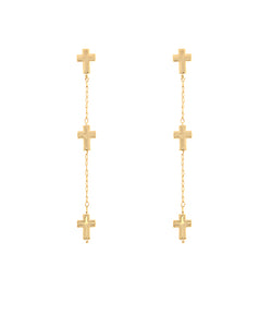 3 cross linear drop earrings