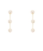 3 pearl drop chain earrings