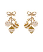 Glitter Bow with christmas ornament drop earrings