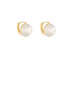 15mm accented pearl huggie hoops