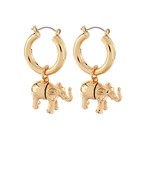 Elephant charm hoop earring