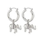 Elephant charm hoop earring