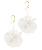 Flower chiffon bar drop with pearls earrings