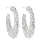 Pave grandualed crystal thick oval 3/4 hoops