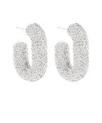 Paved crystal thick oval hoops