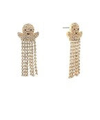 Ghost pave fringe rhinestone earrings